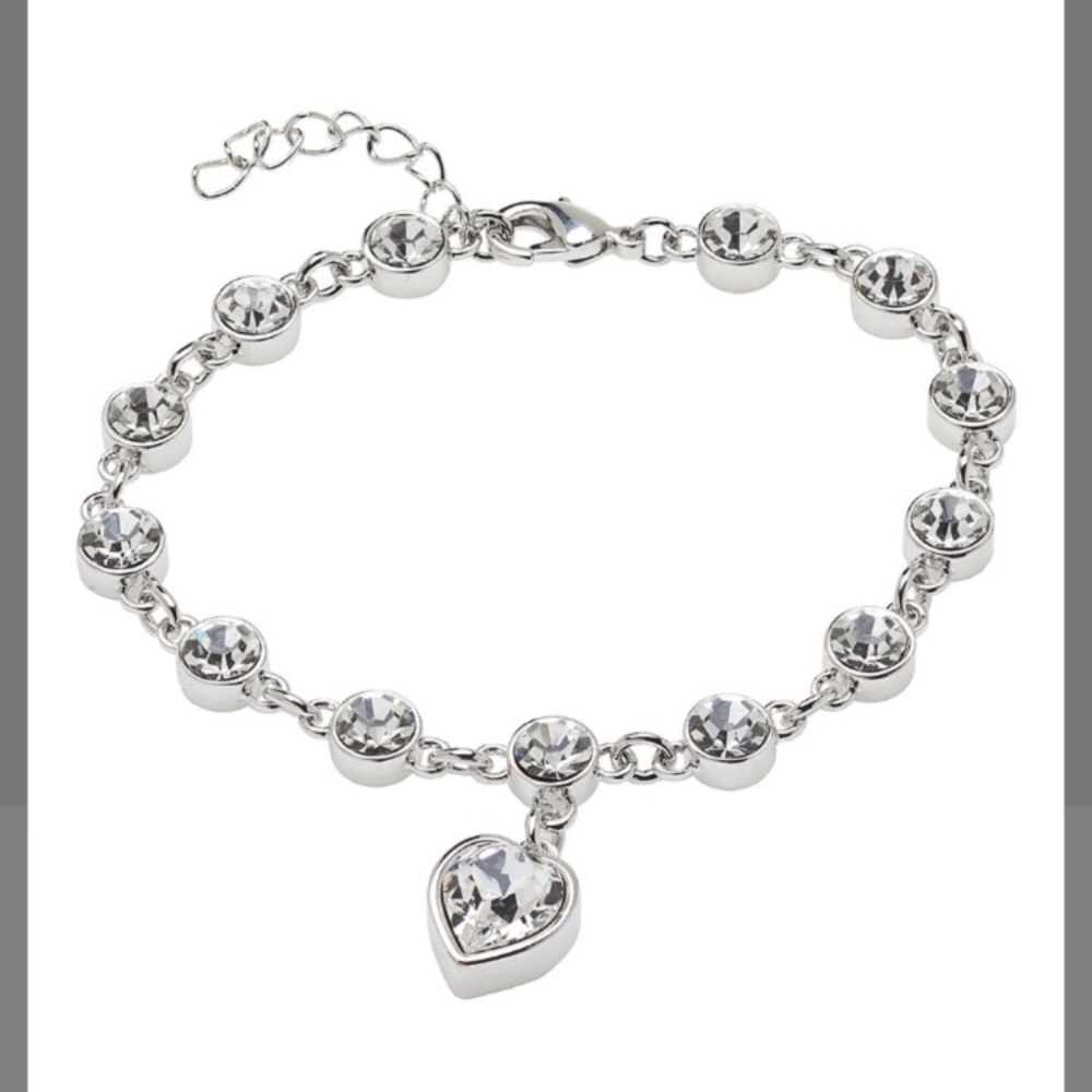 Swarovski Crystal Silvertone Charm Bracelet - Picture 1 of 2